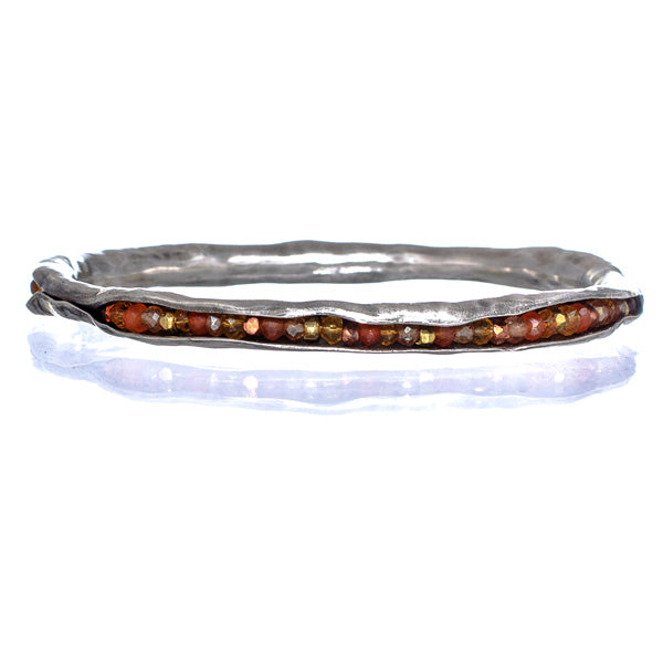 Antiqued sterling silver pod bangle