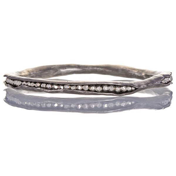 Antiqued silver pod bangle