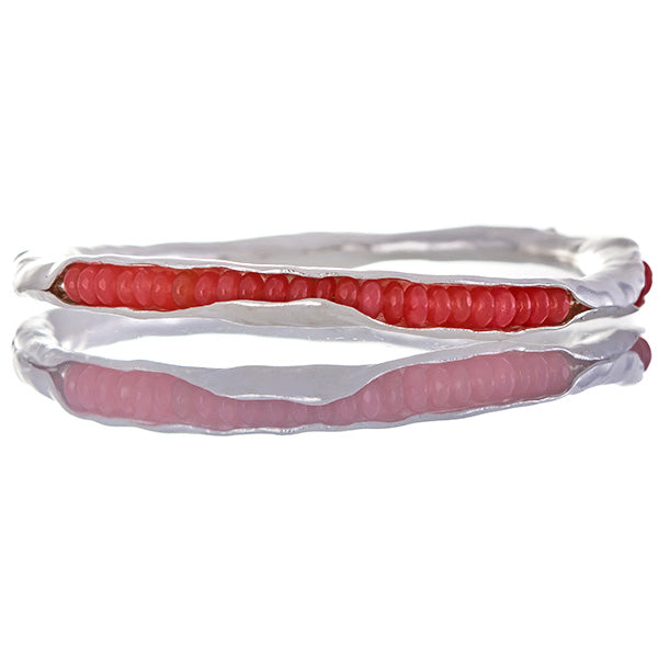Pink quartz pod bangle