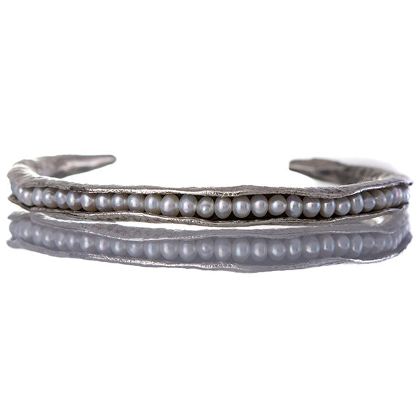 Antiqued sterling silver pod cuff