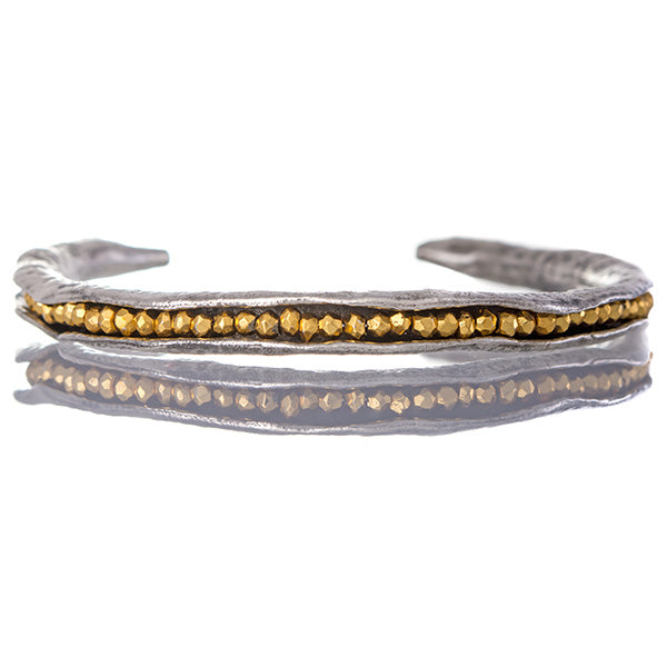 Antiqued sterling silver pod cuff