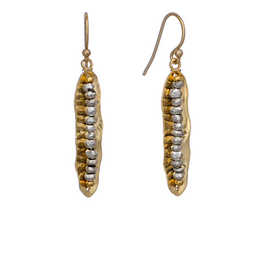 Art deco earrings with silver-plated pyrite.