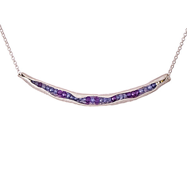 Iolite and amethyst pod necklace
