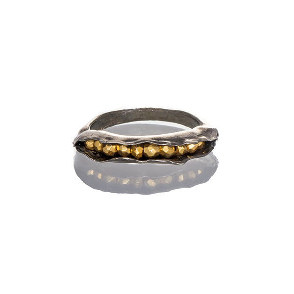Golden pyrite pod ring