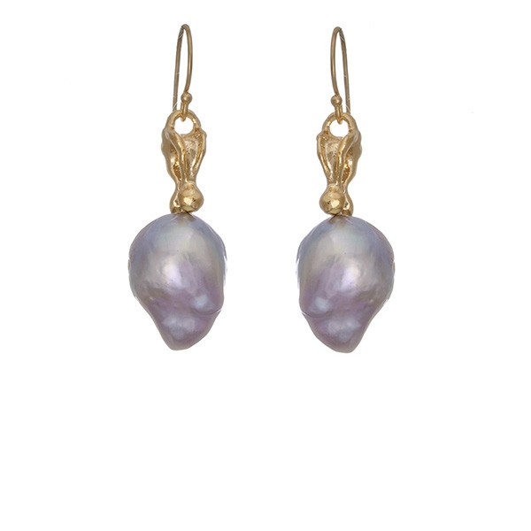 Gray baroque pearl earrings