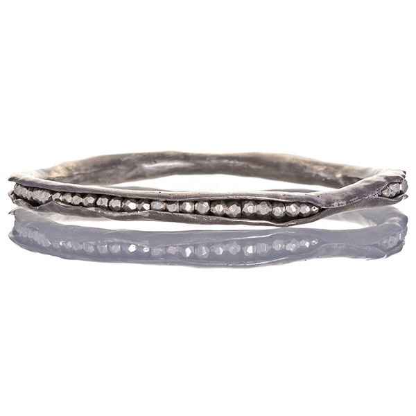 Antiqued silver pod bangle