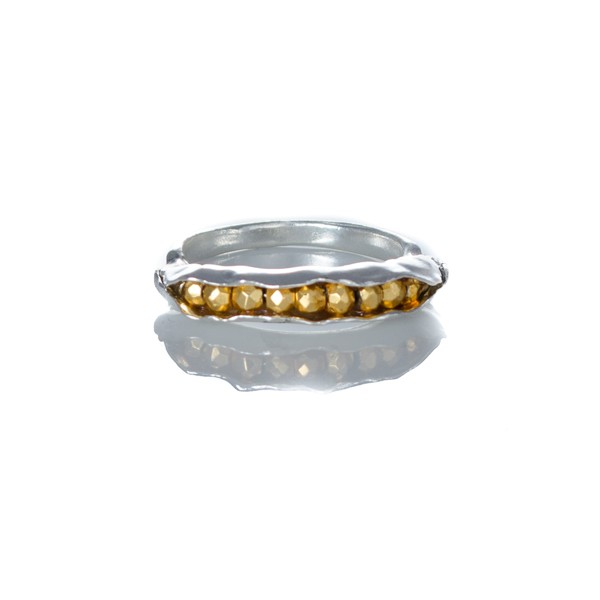 Pod ring with gold pyrite
