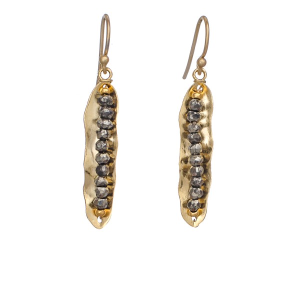 Art deco earrings with pyrite.