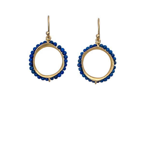 Pod earrings with lapis