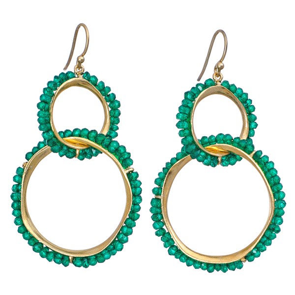 Pod earrings with green onyx