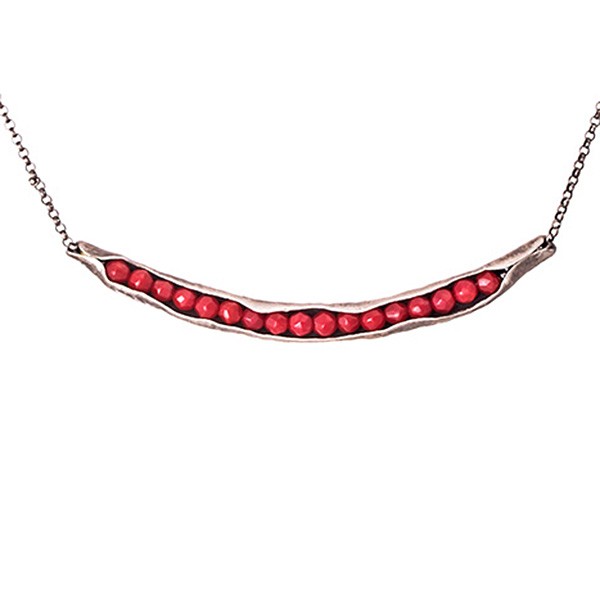 Red coral pod necklace