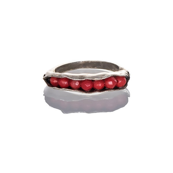 Red coral pod ring