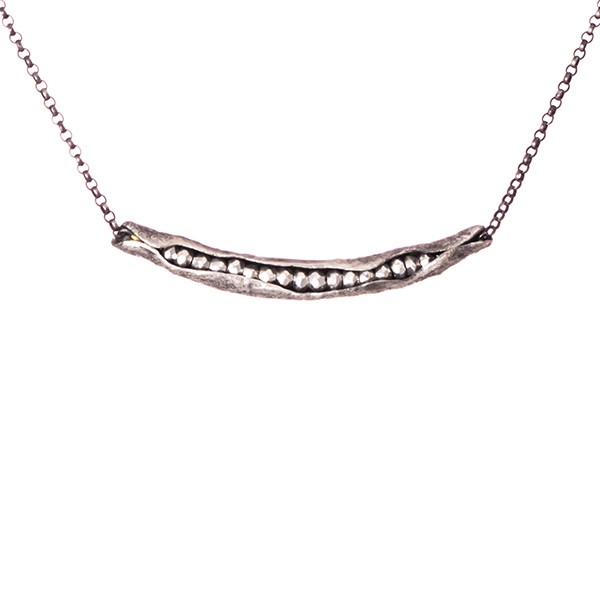 Silver pyrite pod necklace
