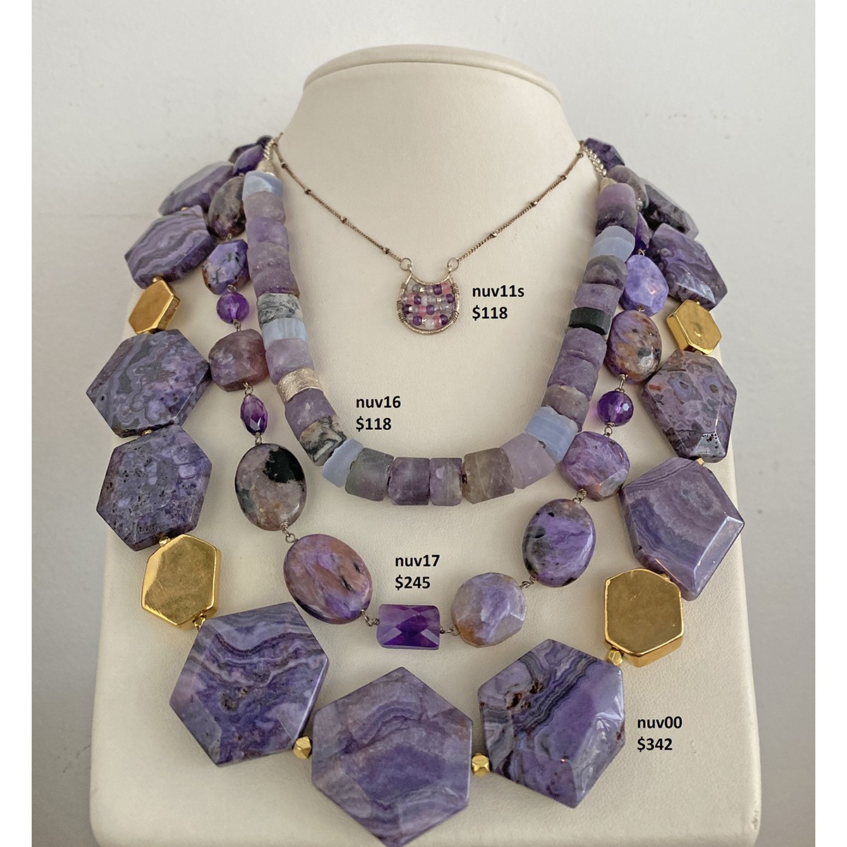 Purple statement necklaces 